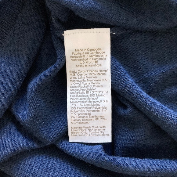 J. Crew Navy Blue Short-sleeve Sweater-Polo in Merino Wool - M - Picture 5 of 5